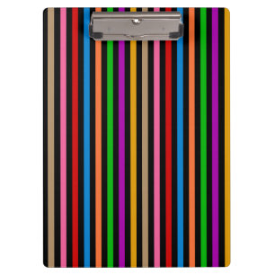 Colourful Rainbow Stripes Lines Design - Black Clipboard