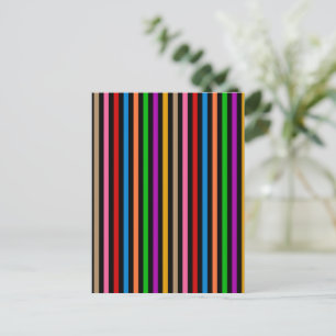 Colourful Rainbow Stripes Lines Design - Black Postcard