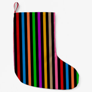 Colourful Rainbow Stripes Lines Design - Black Small Christmas Stocking