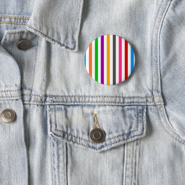 Colourful Rainbow Stripes Lines Design - White  2 Inch Round Button (In Situ)
