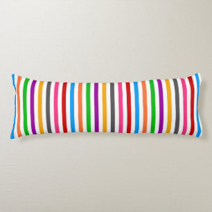 Colourful Rainbow Stripes Lines Design - White Body Pillow