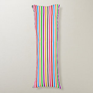 Colourful Rainbow Stripes Lines Design - White Body Pillow
