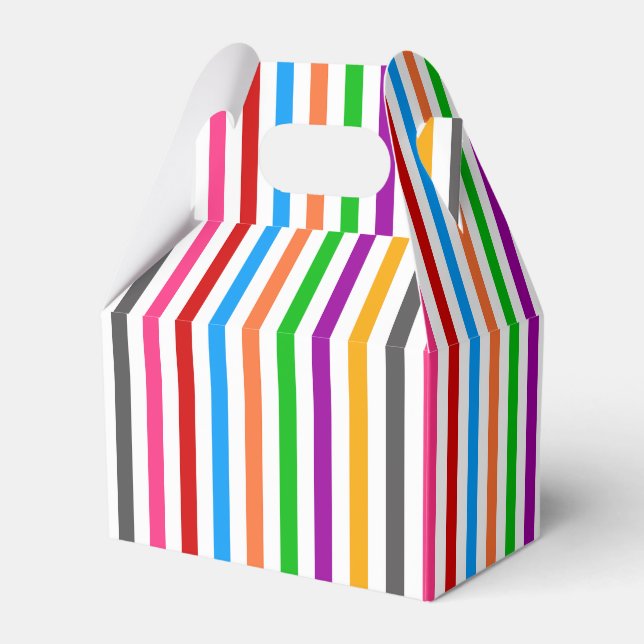 Colourful Rainbow Stripes Lines Design - White  Favor Box (Front Side)