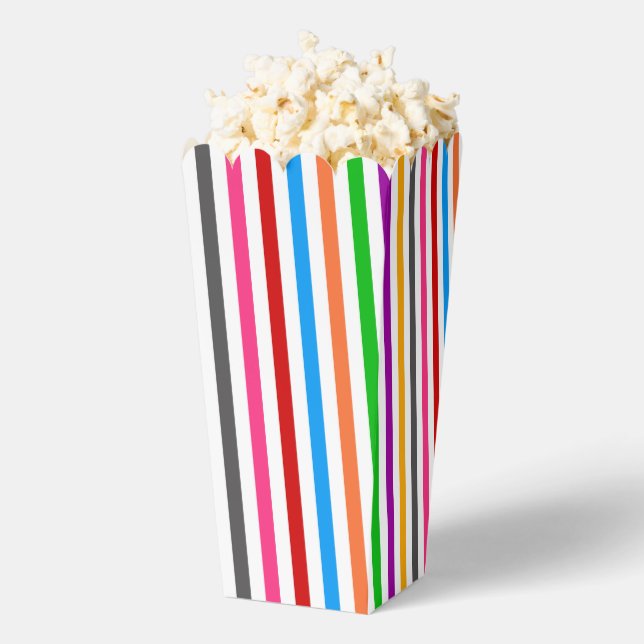 Colourful Rainbow Stripes Lines Design White  Favor Box (Popped)