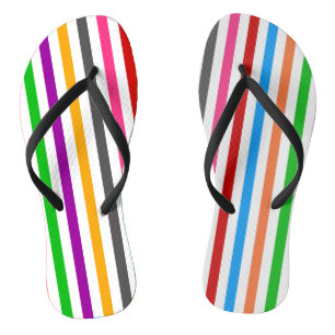Colourful Rainbow Stripes Lines Design - White  Flip Flops