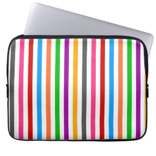 Colourful Rainbow Stripes Lines Design - White  Laptop Sleeve