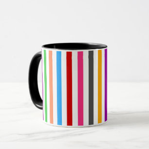 Colourful Rainbow Stripes Lines Design - White  Mug