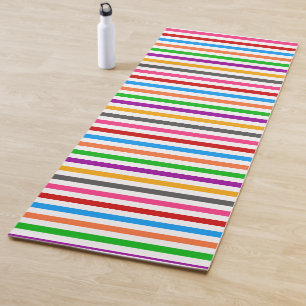 Colourful Rainbow Stripes Lines Design - White Yoga Mat