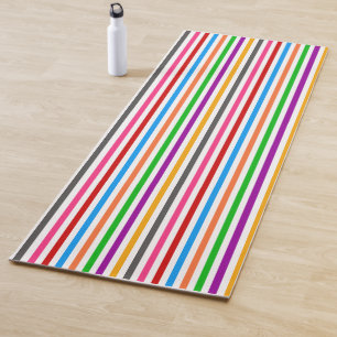 Colourful Rainbow Stripes Lines Design - White Yoga Mat