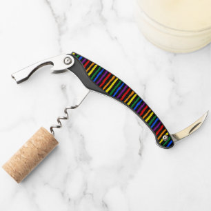 Colourful Rainbow Stripes on Custom Black Corkscrew