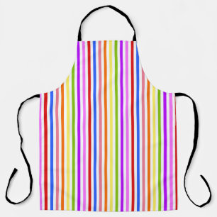 Colourful Rainbow Stripes on White Love is Love Apron