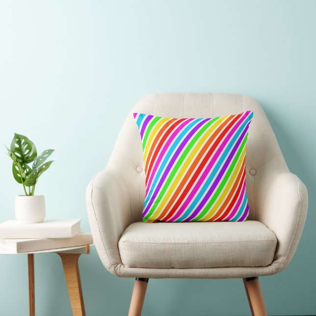 Colourful Rainbow stripes pattern Throw Pillow (Chair)