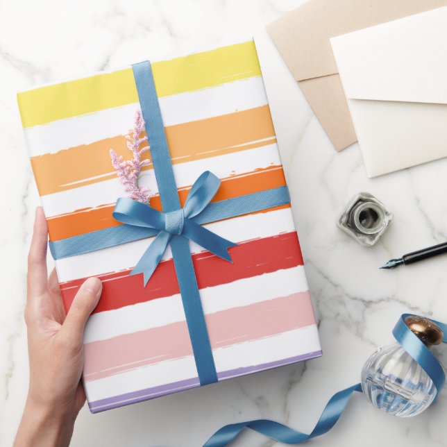 Colourful Rainbow Stripes Pattern Wrapping Paper (Gifting)