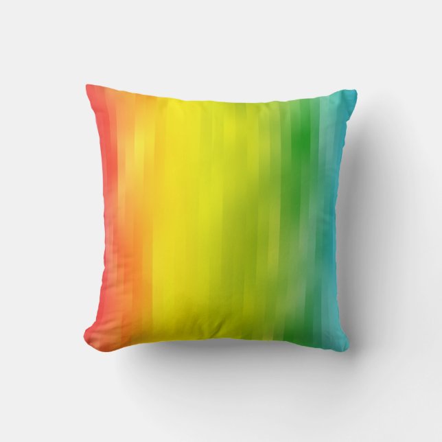 Colourful Rainbow Stripes Pillow (Front)