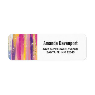 Colourful Rainbow Stripes with Faux Gold Glitter