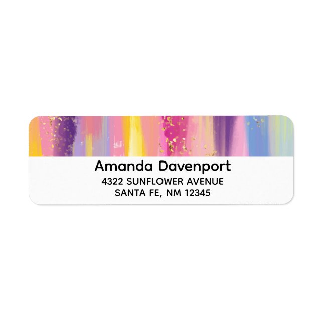 Colourful Rainbow Stripes with Faux Gold Glitter (Front)