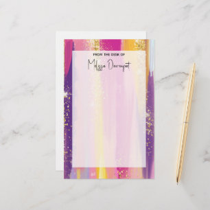 Colourful Rainbow Stripes with Faux Gold Glitter Stationery