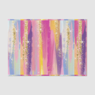 Colourful Rainbow Stripes with Faux Gold Glitter Tissue Paper