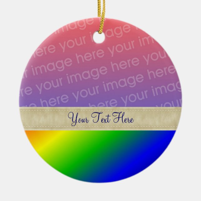 Colourful Rainbow Stripes Your Photo Ornament (Front)