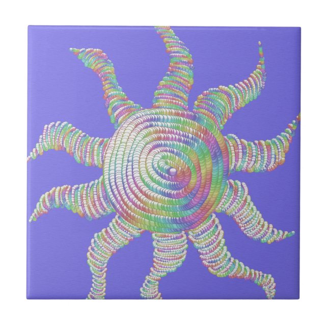 Colourful Rainbow Sun Tile (Front)
