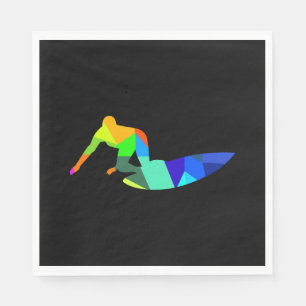 Colourful rainbow surfer surfing sport napkin
