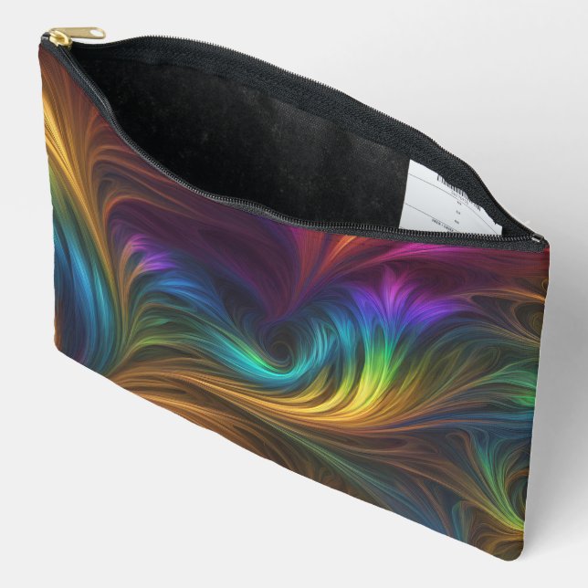 Colourful Rainbow Swirl Accessory Pouch (Open)