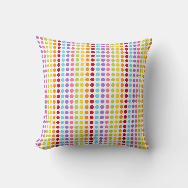Colourful Rainbow Swirl Dot Pattern Decor Throw Pillow (Front)
