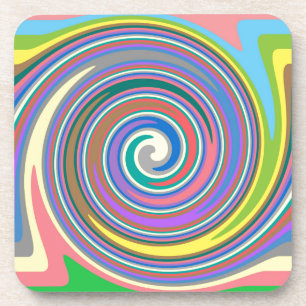 Colourful rainbow swirl pattern coaster