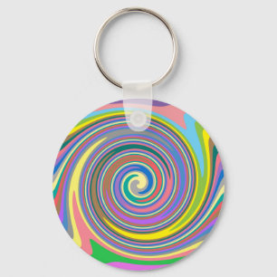Colourful rainbow swirl pattern keychain