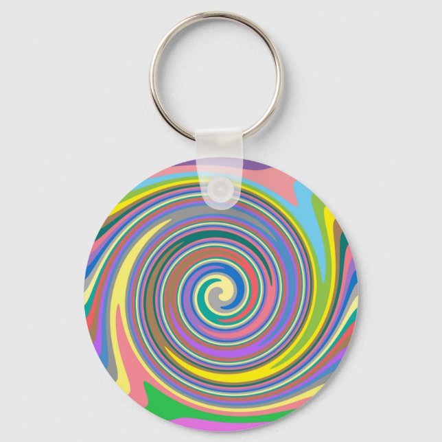 Colourful rainbow swirl pattern keychain (Front)