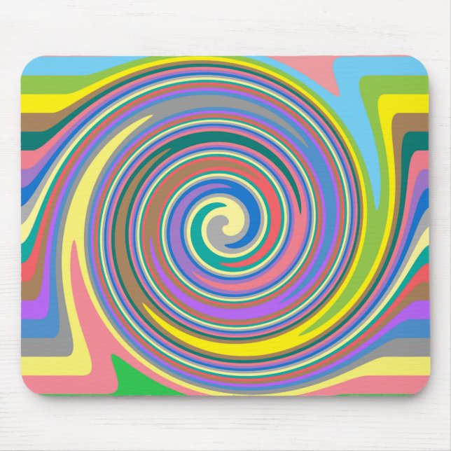Colourful rainbow swirl pattern mouse pad (Front)