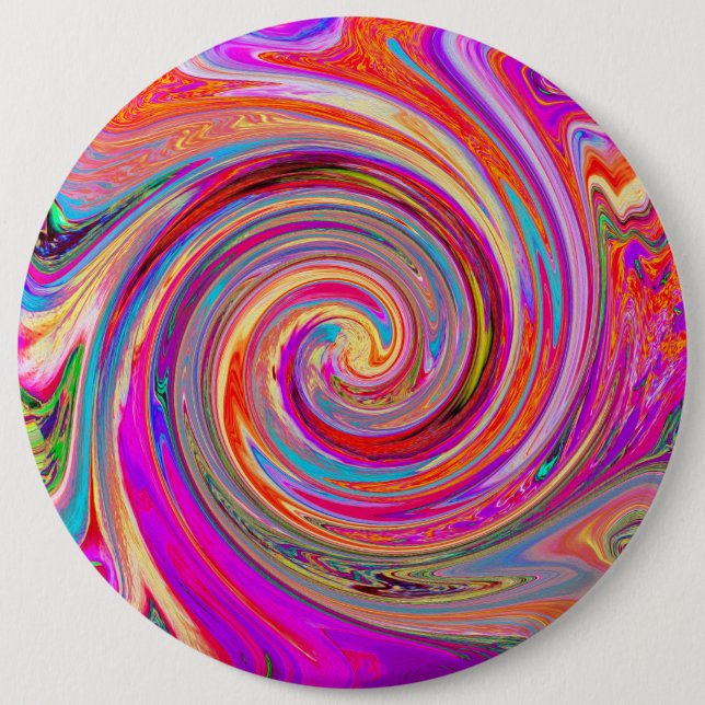 Colourful Rainbow Swirl Retro Abstract Design 6 Inch Round Button (Front)