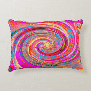 Colourful Rainbow Swirl Retro Abstract Design Accent Pillow