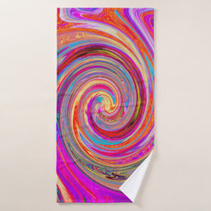 Colourful Rainbow Swirl Retro Abstract Design Bath Towel