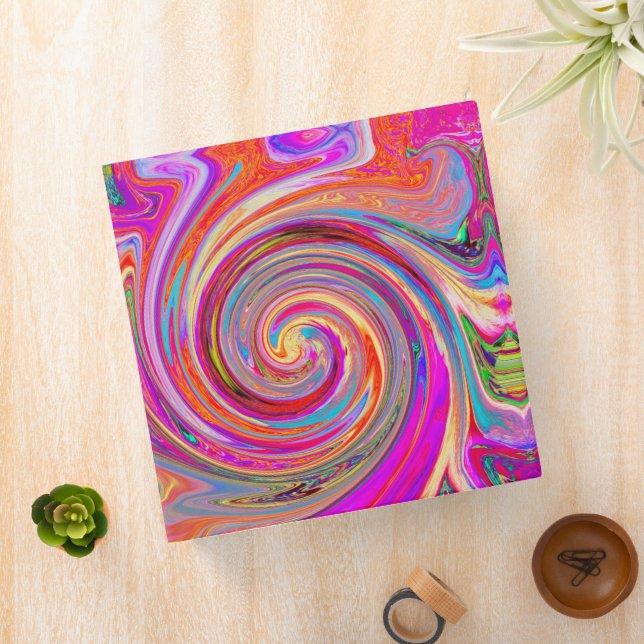 Colourful Rainbow Swirl Retro Abstract Design Binder (In Situ)