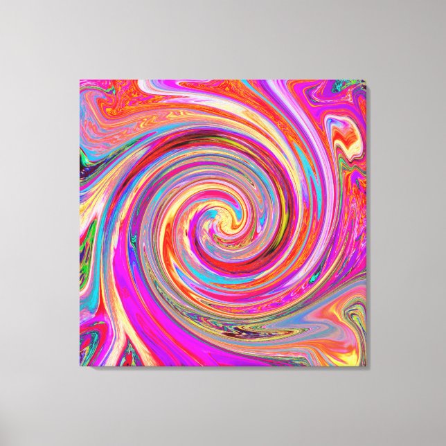 Colourful Rainbow Swirl Retro Abstract Design Canvas Print (Front)