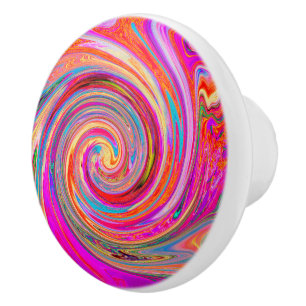 Colourful Rainbow Swirl Retro Abstract Design Ceramic Knob