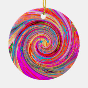 Colourful Rainbow Swirl Retro Abstract Design Ceramic Ornament