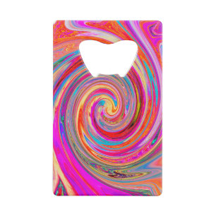 Colourful Rainbow Swirl Retro Abstract Design Credit Card Bottle Opener