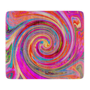 Colourful Rainbow Swirl Retro Abstract Design Cutting Board