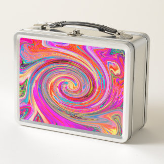 Colourful Rainbow Swirl Retro Abstract Design Metal Lunch Box