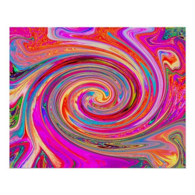 Colourful Rainbow Swirl Retro Abstract Design Poster (Front)
