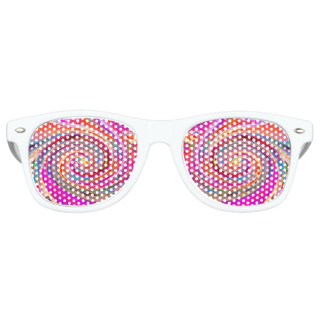 Colourful Rainbow Swirl Retro Abstract Design Sunglasses (Front)