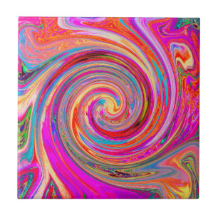 Colourful Rainbow Swirl Retro Abstract Design Tile