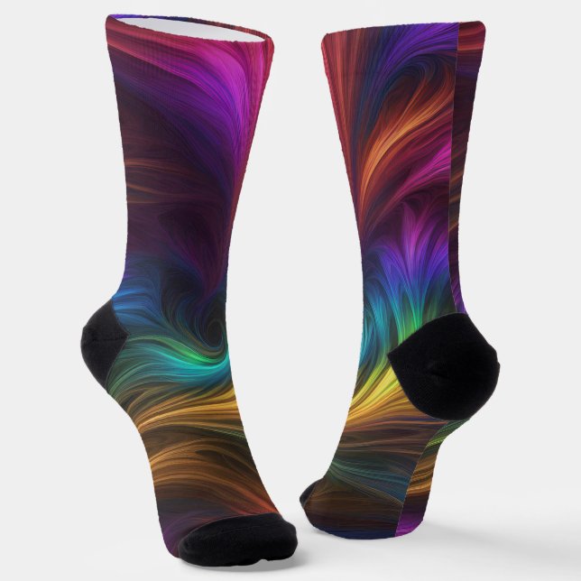 Colourful Rainbow Swirl Socks (Angled)
