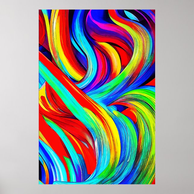 Colourful Rainbow Swirls 1108 Poster (Front)