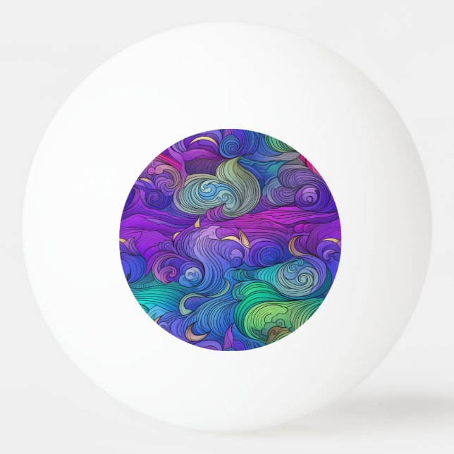 Colourful Rainbow Swirls Ping Pong Ball (Front)
