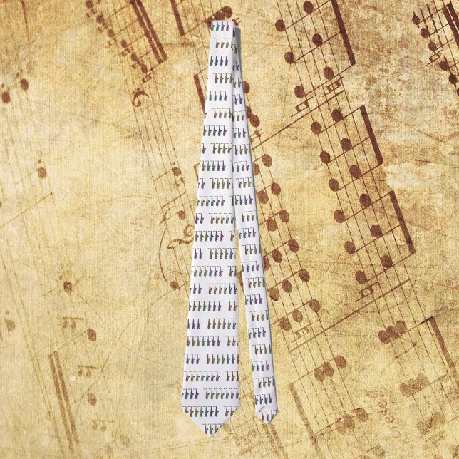 Colourful Rainbow Tenor Saxophone Tie (A tie with a rainbow pattern of tenor saxophones.)