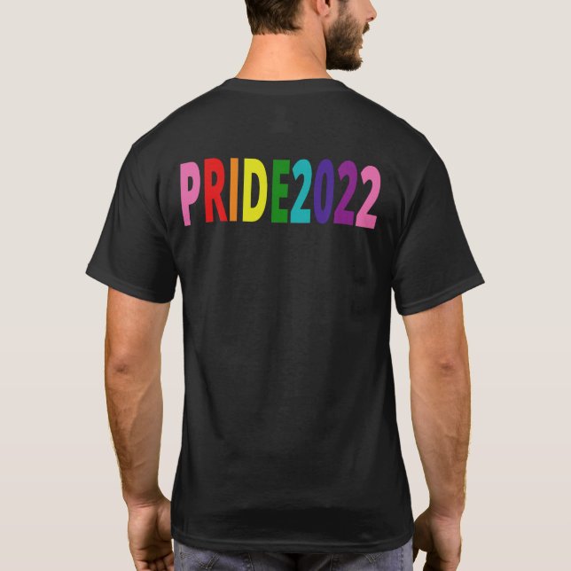 Colourful Rainbow Text LGBTQ Gay Pride 2022 T-Shir T-Shirt (Back)