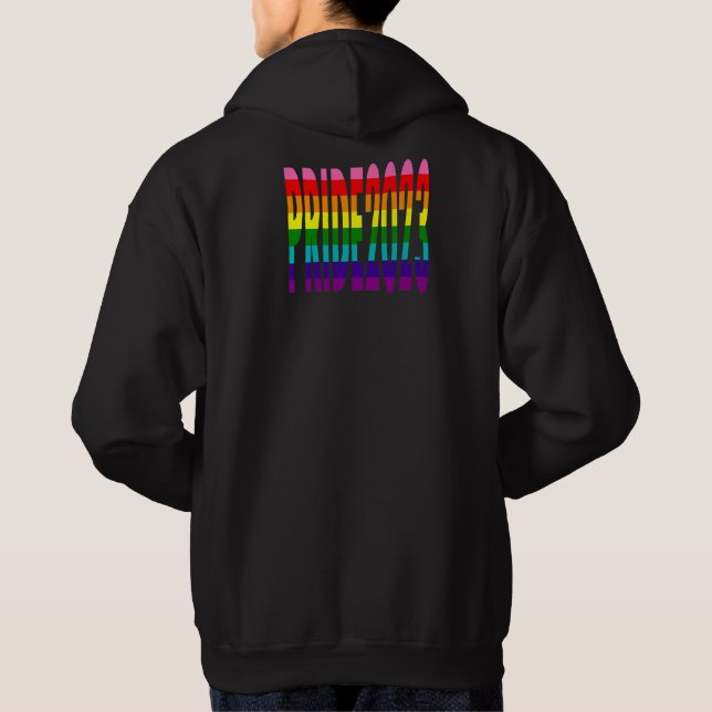 Colourful Rainbow Text LGBTQ Gay Pride 2023 T-Shir Hoodie (Back)